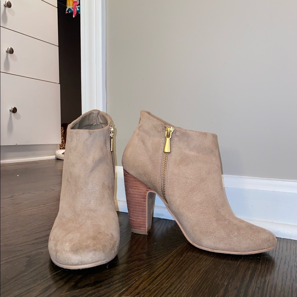 Beige suede booties size 8